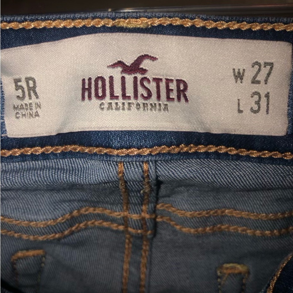 Women's-Junior Hollister Distressed Denim Blue Jeans Sz 5R - Picture 3 of 8